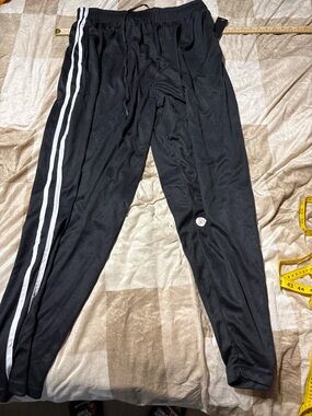RESA Black Jogger Sweatpants with White Side Stripes and Logo